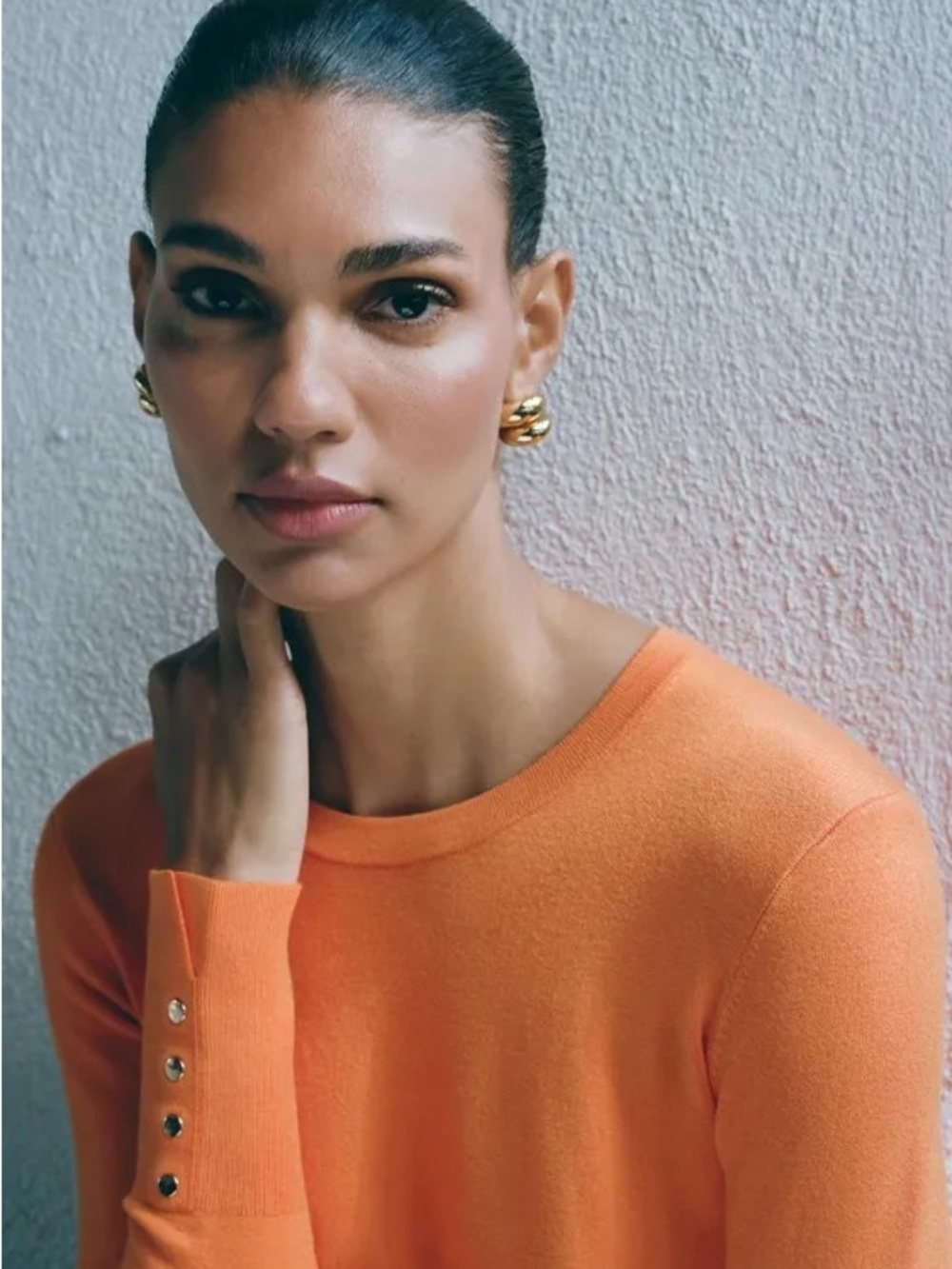 Zara basic plain knit sweater burnt orange